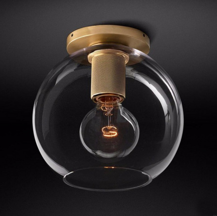 Потолочный светильник RH Utilitaire Globe Shade Flushmount Brass фото 1
