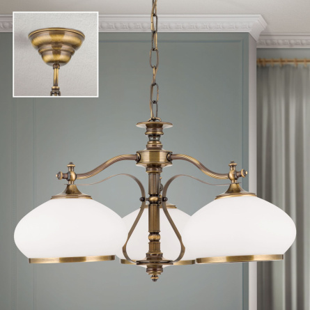 Люстра Orion LU 1460/3 patina/385 opal-patina фото 1