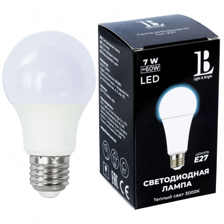 Лампочка светодиодная  E27-7W-3000K-A60_lb фото 1