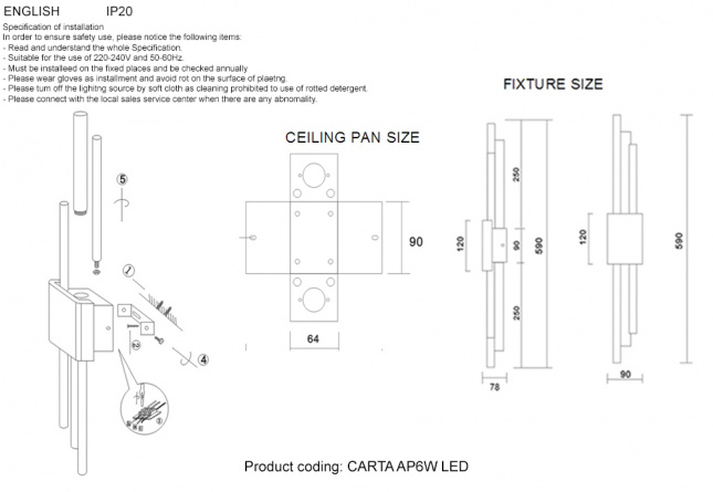 Бра Crystal Lux CARTA AP6W LED WHITE/CHROME фото 2